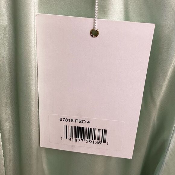 Mac Duggal Light Green Satin Ruffled Asymmetrical Gown slip dress maxi NWT 4 - Picture 11 of 14